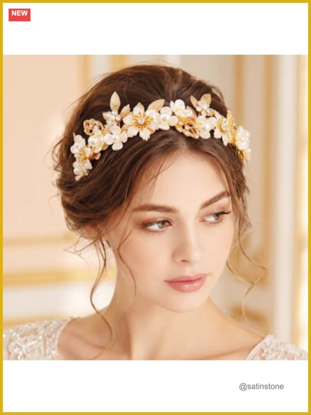 Bridal Headband Pearl Wedding Tiara Rhinestone Flower Hair Accessory
